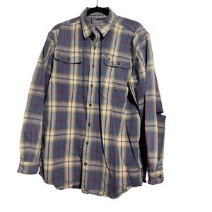 Carhartt Original Fit Blue and Yellow Plaid Button Up Shirt Size XL 🛑Flawed🛑